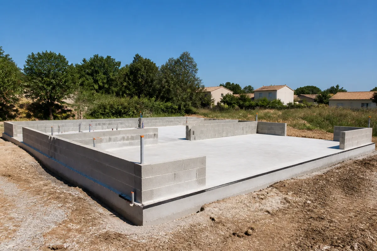 Contrat de construction de maison individuelle ouvert sur un bureau avec un stylo
